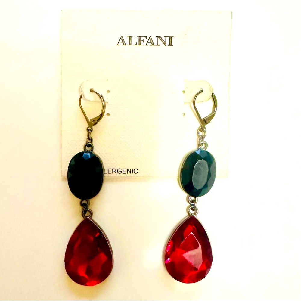 NWT Alfani Ruby and Onyx Teardrop Earrings